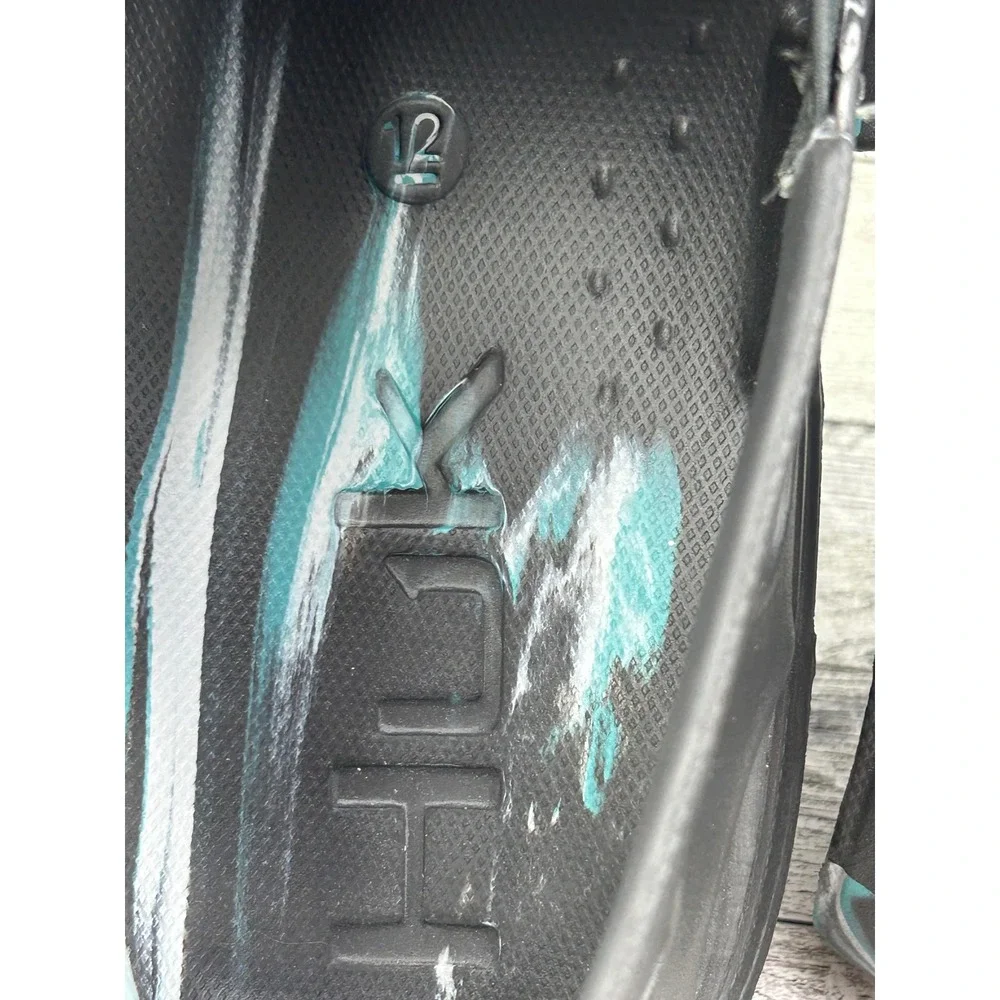 Huk Brewster Marble Shoes Men Sz 12 Black Teal Slip On Water Fishing Boating EVA